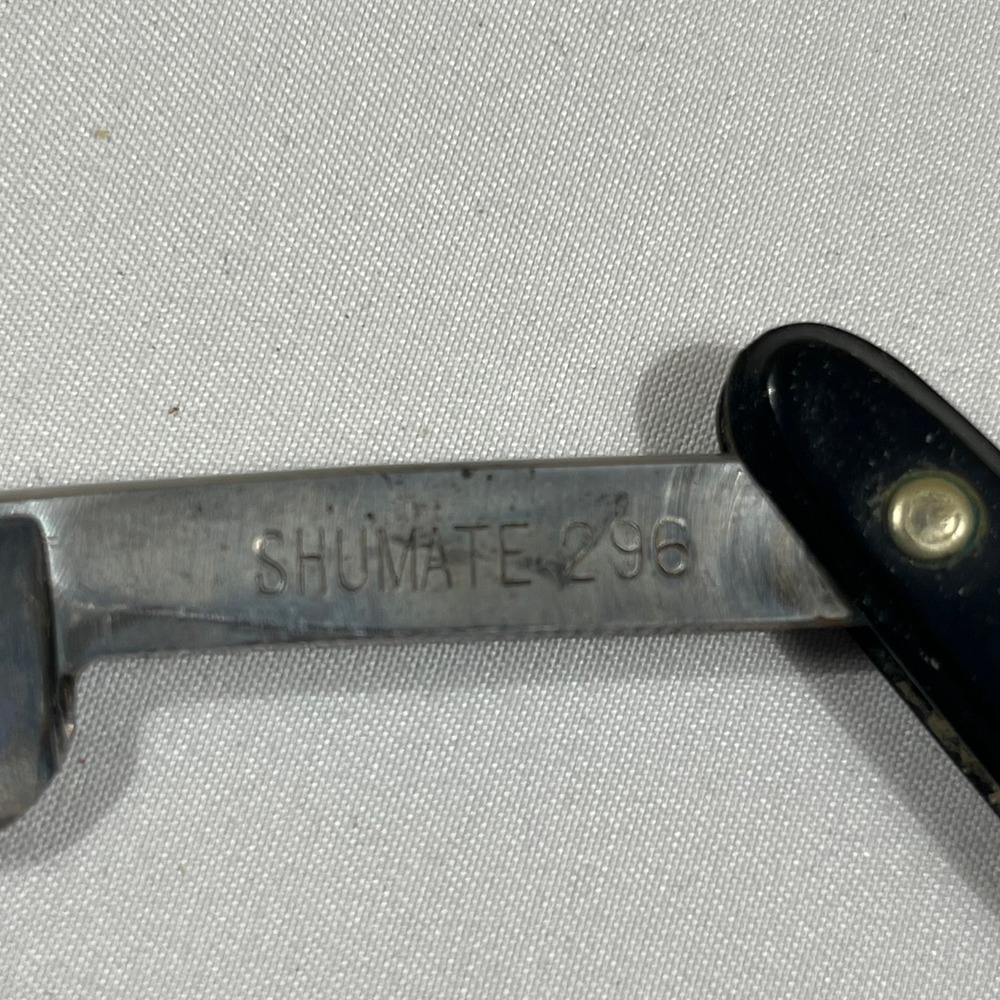 Shumate 296 Straight Razor Mens Black Vintage St Louis Usa With Box View 3